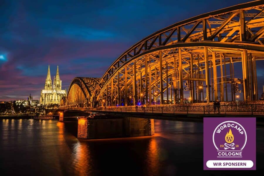 Panorama von Köln mit Sponsorenlogo